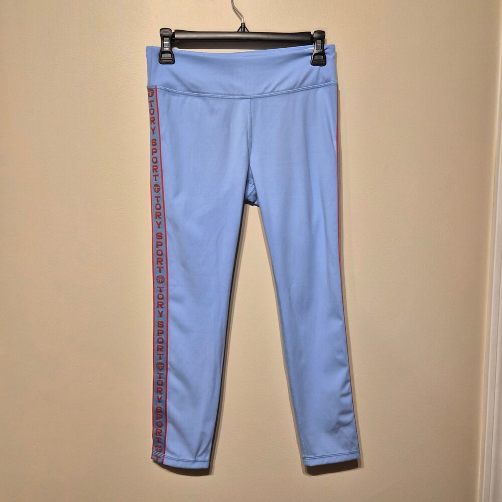 Tory Sport Tory Burch Small Banner Performance Leggings Light Blue 7/8